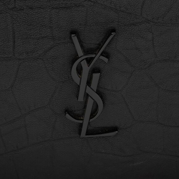 Saint Laurent Croc Embossed Leather Monogram Large Zip Pouch - Picture 7 of 11